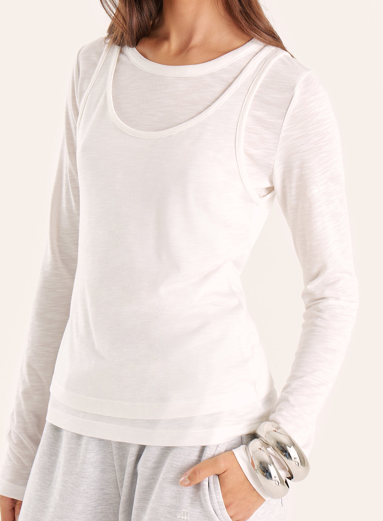 White Double Layered Top